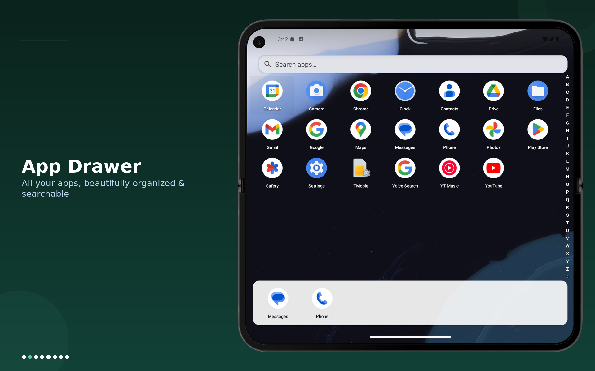 Core app drawer screen on 7-inch tablet