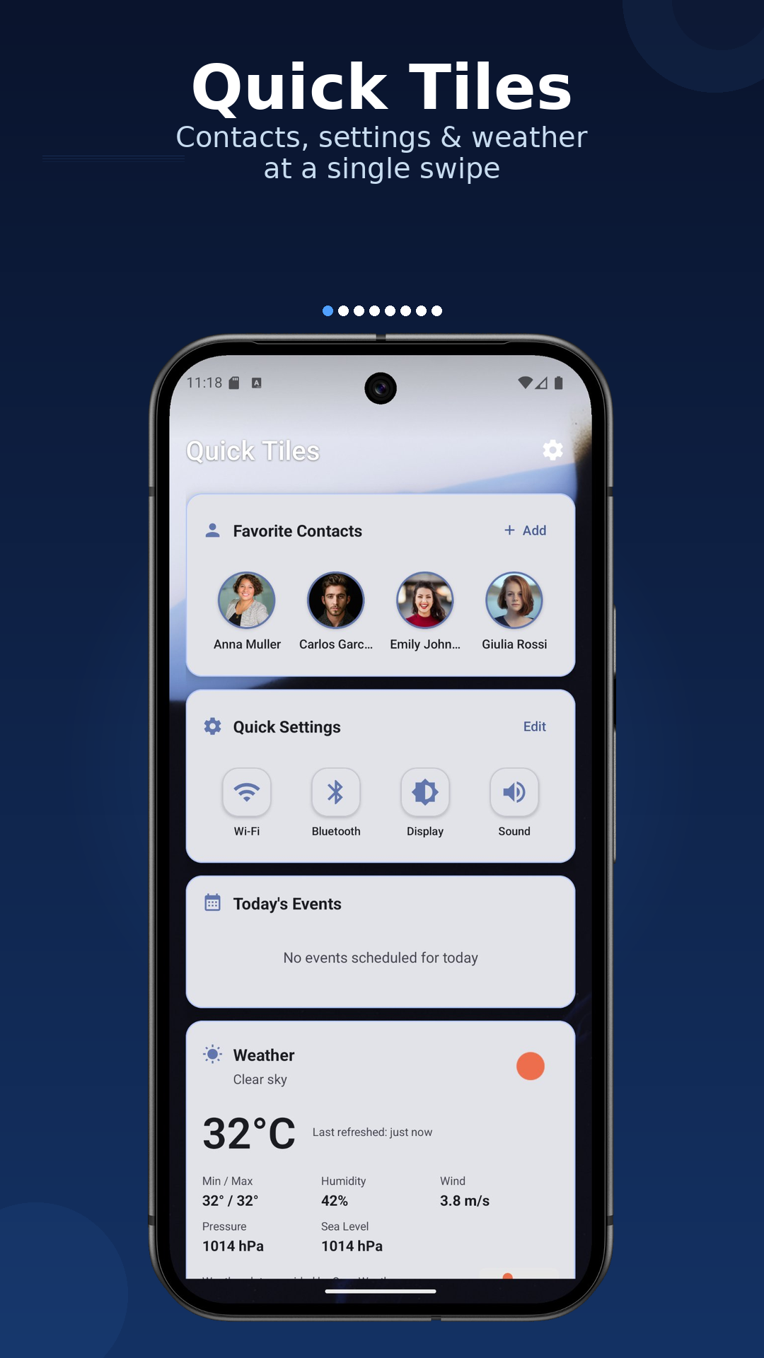 Core app quick tiles screen on phone