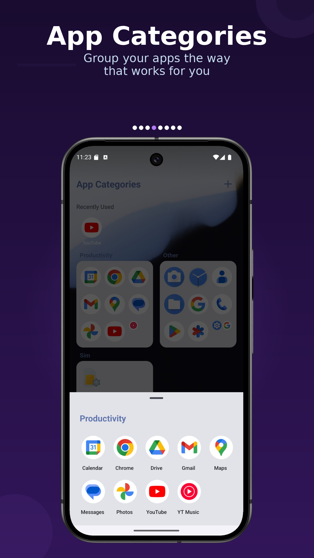 Core app category screen on phone