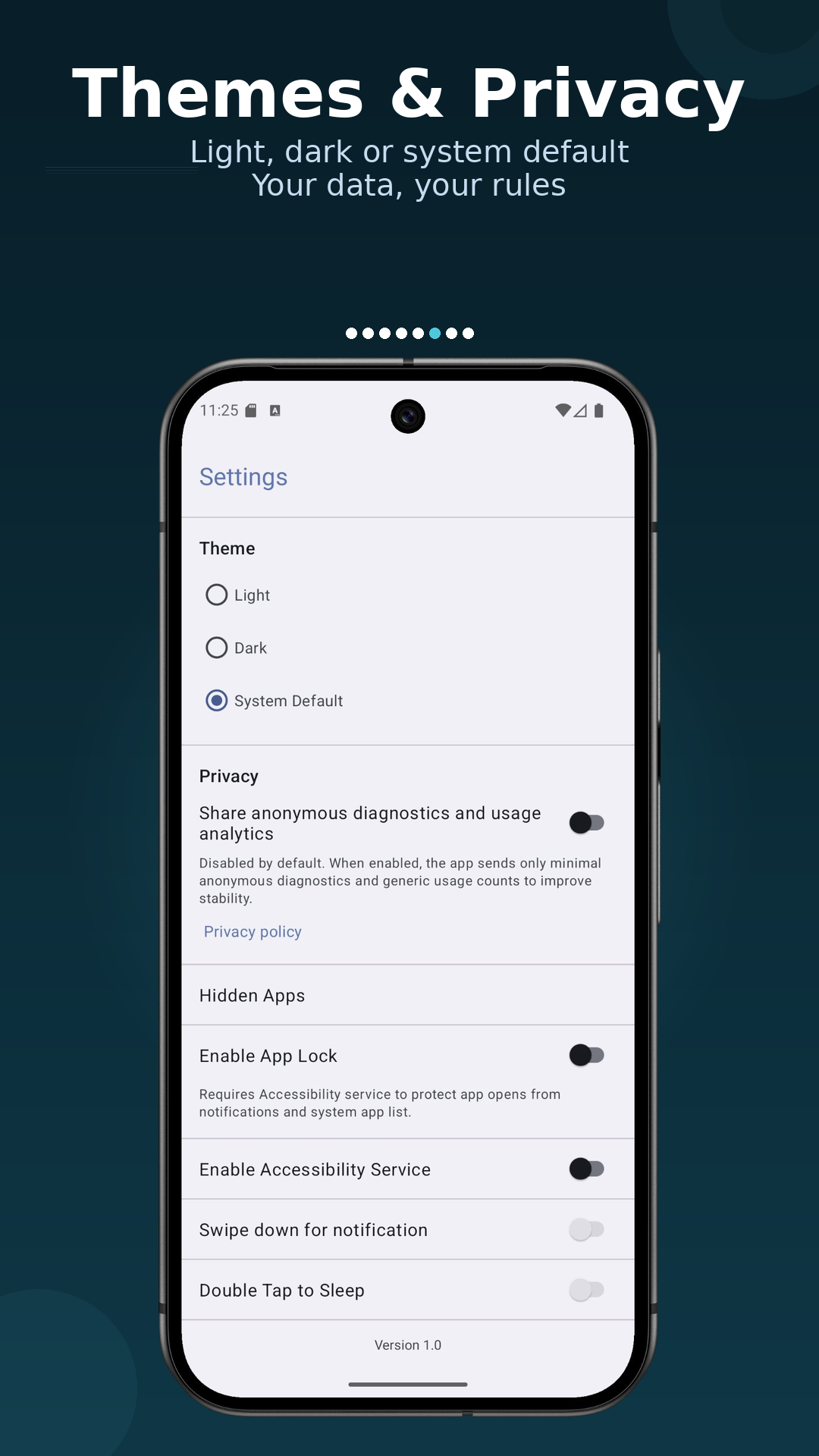 Core app theme settings on phone